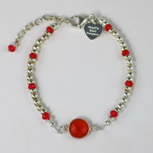 Red Jade, Agate & Sterling Silver Stacking Bracelet