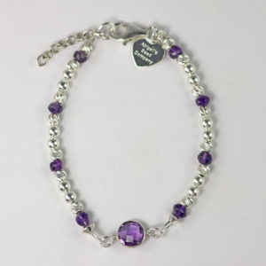 African Amethyst & Sterling Silver Stacking Bracelet